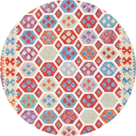 Safavieh 7 x 7 ft. Aspen Southwestern Hand Tufted Round Rug; Ivory & Red APN410A-7R
